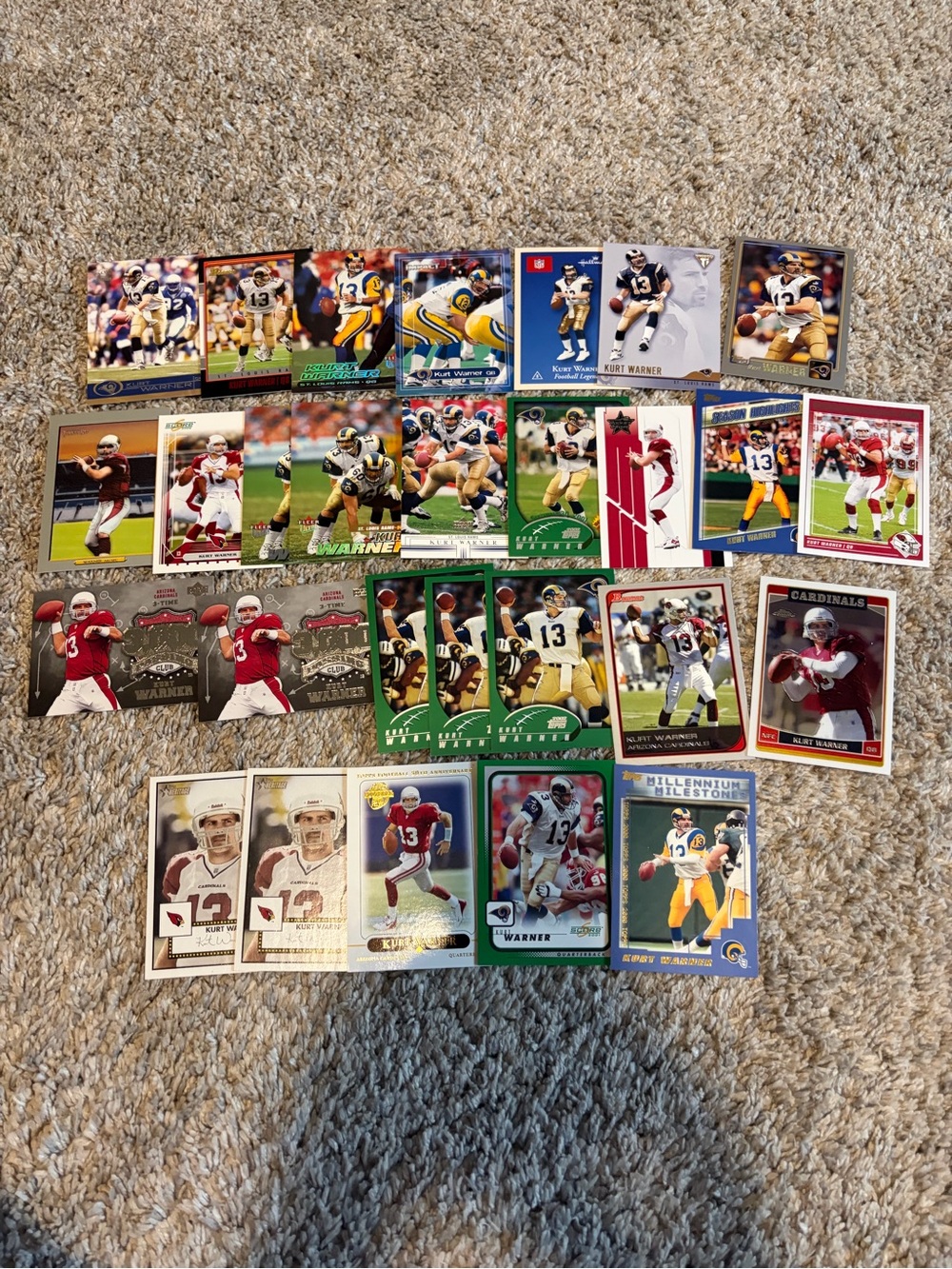 Kurt Warner lot of 28 cards football St Louis Rams Arizona Cardinals
